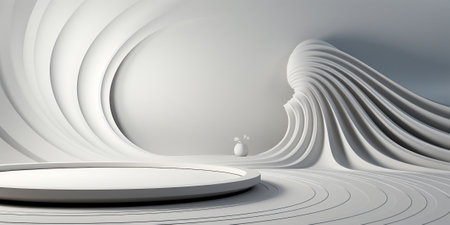 Futuristic luxury stand in white backdrop background, AI generative.の写真素材