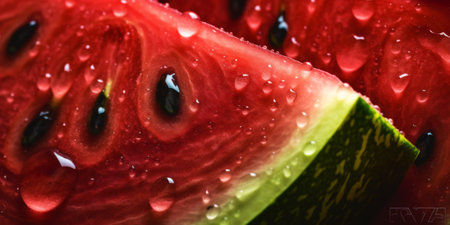 Macro close up of fresh watermelon. AI Generative. High quality illustrationの写真素材
