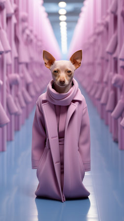 Fashion Dog Show, top model dog wearing trendy designer clothes, catwalk. AI Generative.の写真素材