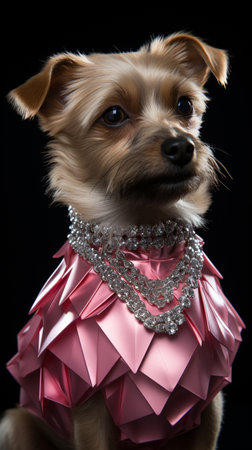 Fashion Dog Show, top model dog wearing trendy designer clothes, catwalk. AI Generative.の写真素材