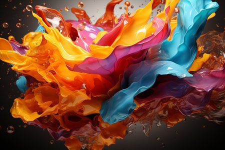 Abstract colored paint splashes. Close up. AI Generative.の写真素材