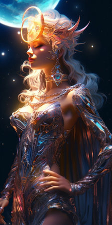 Beautiful woman Goddess Fortuna, The Mistress of Fate and Fortune Throughout the world, few goddesses are surrounded by as much admiration and reverence as the Goddess Fortuna. AI Generative.の写真素材
