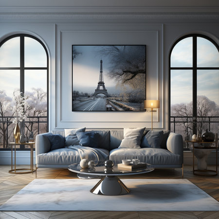 Classical French style interior design, in Luxury Home with Open Concept Floor Plan. Elegant...