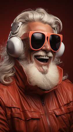 Futuristic planet with Santa Claus, in the style of hip-hop inspired, AI Generative.の写真素材