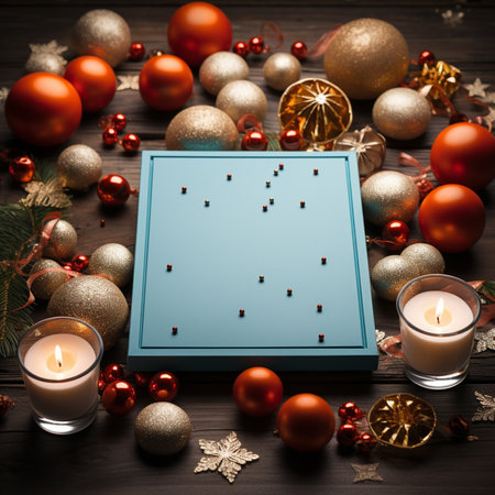 Flay lay Christmas Day objects on white table top. Text space image. High quality photoの写真素材