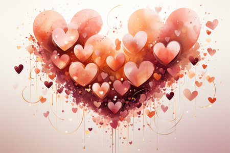 Glamor Love Background with Shining Heart and Light Rays. AI Generative.