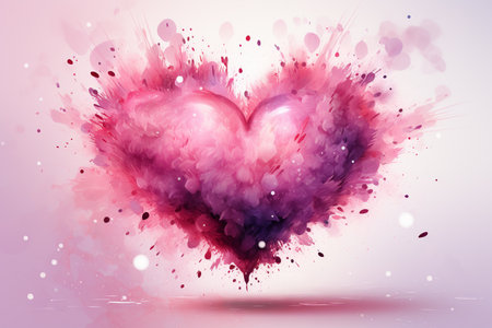 Glamor Love Background with Shining Heart and Light Rays. AI Generative.の写真素材