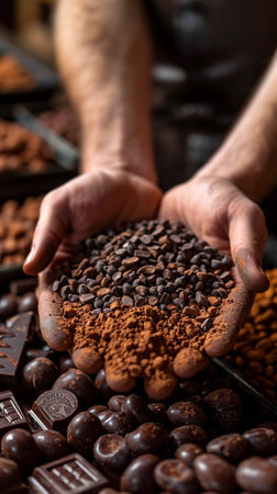 Making chocolate in the chocolate factory. AI Generative.の写真素材