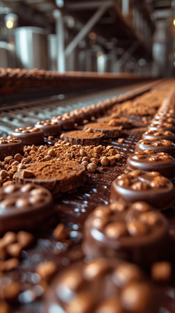 Making chocolate in the chocolate factory. AI Generative.の写真素材