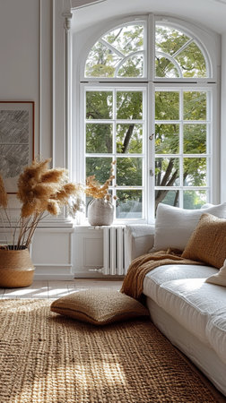 Luxury french style living room in soft color, comfortable interior design. AI Generative.の写真素材