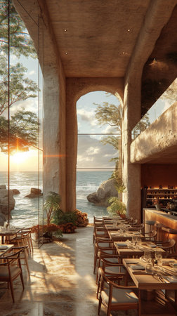 Futuristic beautifully decorated table with flowers for dinner. AI Generative.の写真素材