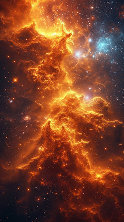 Planets galaxy orange Universe, Starry night sky, Milky way galaxy with stars and space dust in the...