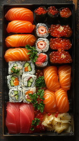 Asian food sushi and sashimi. AI Generative. High quality photoの写真素材