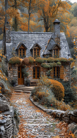traditional rural village house, AI Generative.