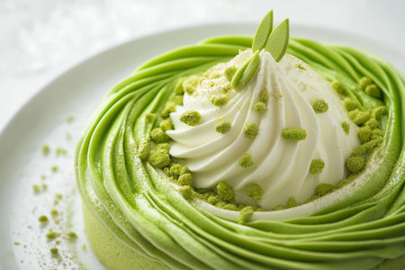 Chocolate dessert with kataifi and pistachio paste. AI Generative.の写真素材