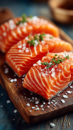 Grilled salmon with caviar. AI Generative.の写真素材
