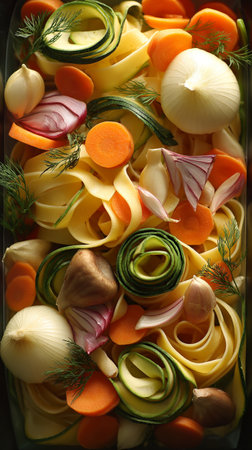 vegetable infused pasta nests. AI Generative.の写真素材