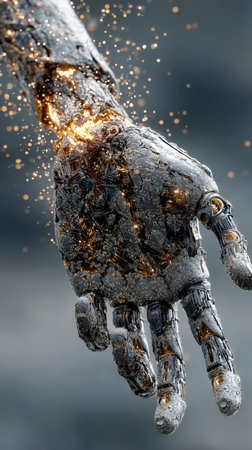 Cyborg hand finger, technology of artificial intelligence. AI Generative.の写真素材