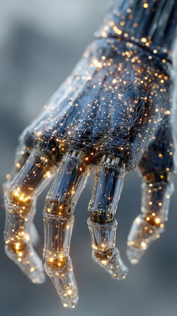 Cyborg hand finger, technology of artificial intelligence. AI Generative.の写真素材