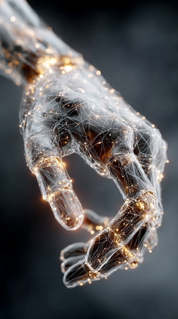 Cyborg hand finger, technology of artificial intelligence. AI Generative.の写真素材