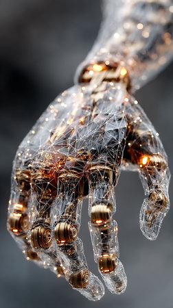 Cyborg hand finger, technology of artificial intelligence. AI Generative.の写真素材