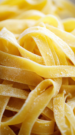 Raw tagliatelle pasta as background, top view. AI Generative.の写真素材