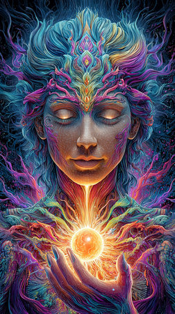 the flow of magical energy emanating from female. AI Generative.の写真素材