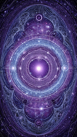 Abstract purple cosmic background, chakra concept. AI Generative.の写真素材