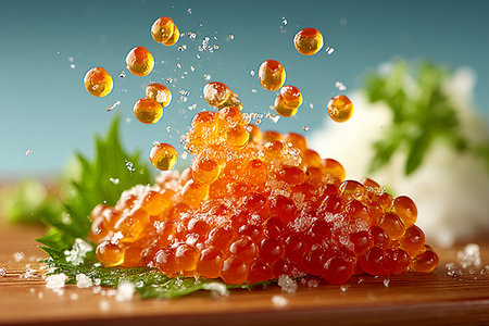 a salmon roe donburi with dried seaweed. AI Generative.の写真素材