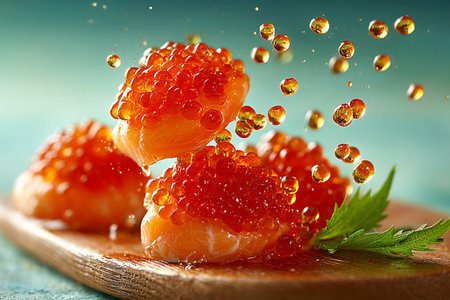 a salmon roe donburi with dried seaweed. AI Generative.の写真素材