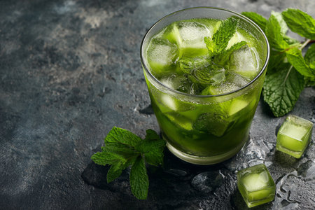 Ready for drink with iced matcha green tea. Generative AI.の写真素材