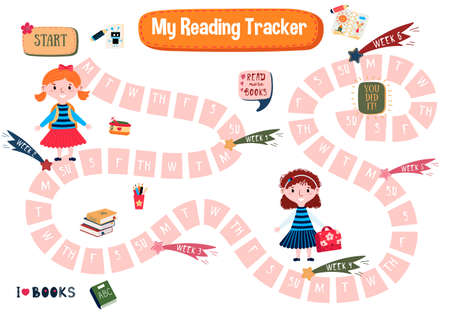 Reading habit tracker for children.のイラスト素材