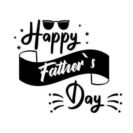Fathers Day quote on ribbon. Happy Fathers day  design for greeting card or poster. Text and label for Dad holiday.のイラスト素材
