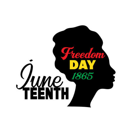 Juneteenth, Freedom and Emancipation day Since June 19, 1865. Silhouette of Black Afro-American Woman. Freedom off slavery.のイラスト素材