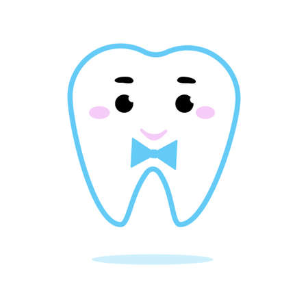 Cute Fairy tooth. Gentelman tooth. Concept for kids for dentistry. Smile happy characterのイラスト素材
