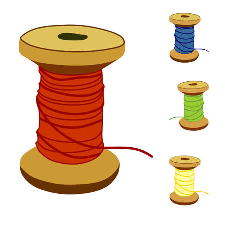 Spool of thread for sewing vector illustration set colored.のイラスト素材
