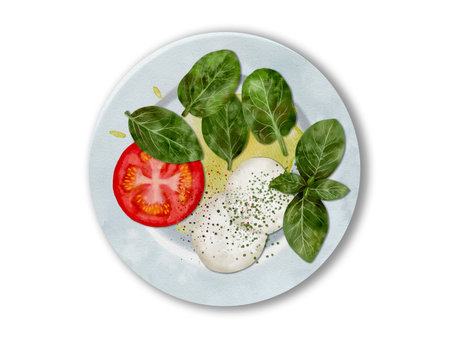 Caprese Salad with Fresh Ingredients and Basil Leaves embodies Mediterranean cuisine