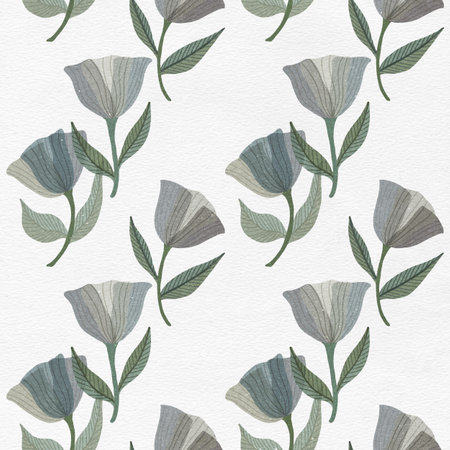 A seamless pattern of stylized flowers in delicate pastel tones, perfect for textiles and wallpapers.の写真素材