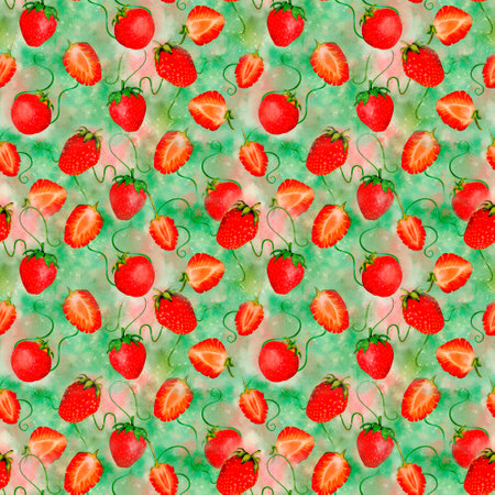 A Colorful and Vibrant Strawberry Pattern Perfect for Fresh, Inviting, and Healthy Backgroundsの写真素材