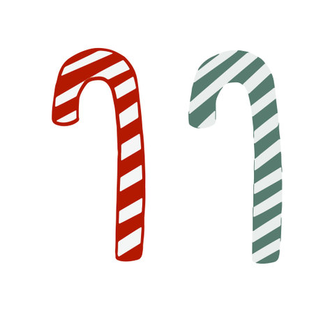 Festive Candy Canes with Bright Red and Green Stripes Perfect for Spreading Holiday Cheerのイラスト素材