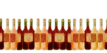 A Variety of Assorted Wine Bottles Displayed Beautifully for Everyone to See and Enjoyの写真素材