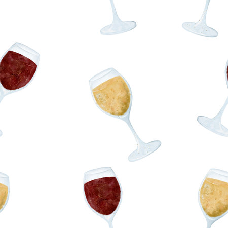 A Vibrant and Colorful Wine Glasses Pattern Set Against a Clean White Backgroundの写真素材