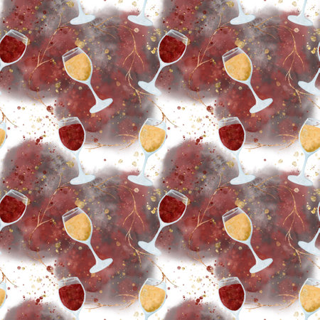 Beautiful and Elegant Wine Glasses Displayed on an Artistic and Colorful Backgroundの写真素材