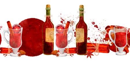 Enjoy festive wine drinks blended with spices, ideal for joyful seasonal celebrationsの写真素材