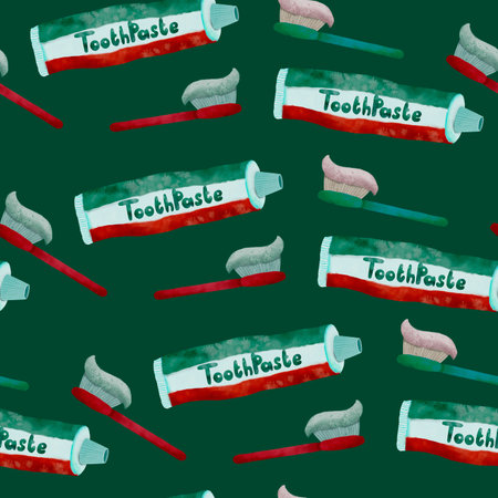 A bright and colorful pattern of toothpaste tubes on a dark and stylish backgroundの写真素材