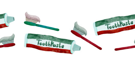 Vibrantly Colorful Toothpaste Tubes and Brushes That Promote Effective Dental Careの写真素材