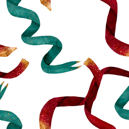 A Beautiful Festive Ribbons Pattern for Unique and Creative Holiday Designs and Craftsの写真素材