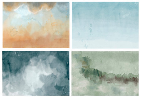 Beautiful and Abstract Watercolor Textures in Soft and Earthy Tones for Artistic Useの写真素材
