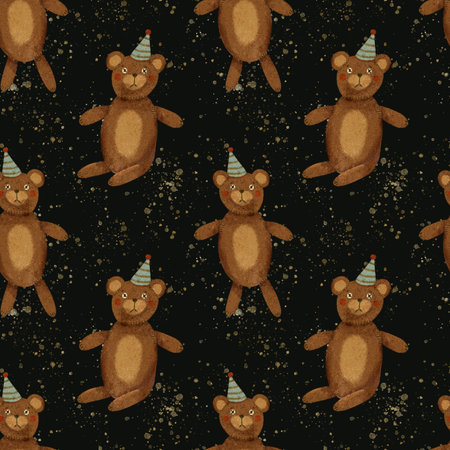 Adorable hand-drawn Teddy Bear Pattern Perfect for Celebrations and Eventsの写真素材
