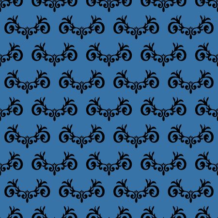 Lace black seamless pattern with flowers on a blue background.
decorative elements. Design templates for invitations, labels. Wedding monograms. Calligraphic elegant ornament.のイラスト素材